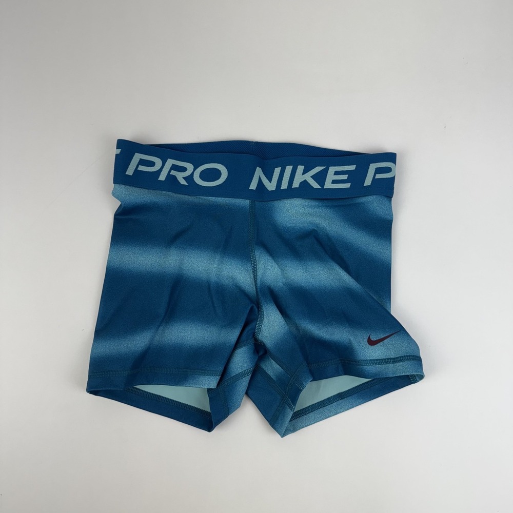 New Womens Nike Pro Mid-Rise 3" Blue Marble Training Biker Shorts Size Small NWT
